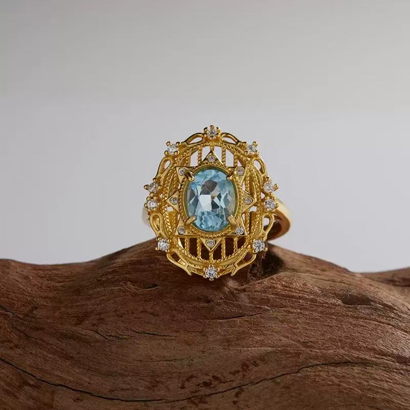 Nature blue topaz ring