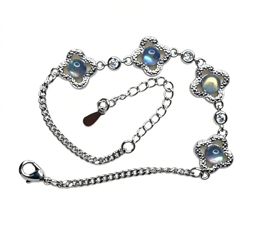 Natural Gray Moonlight Stone Electroplated Bracelet
