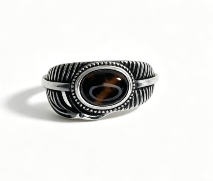 Adjustable Vintage Ring Made of Natural Peter Stone