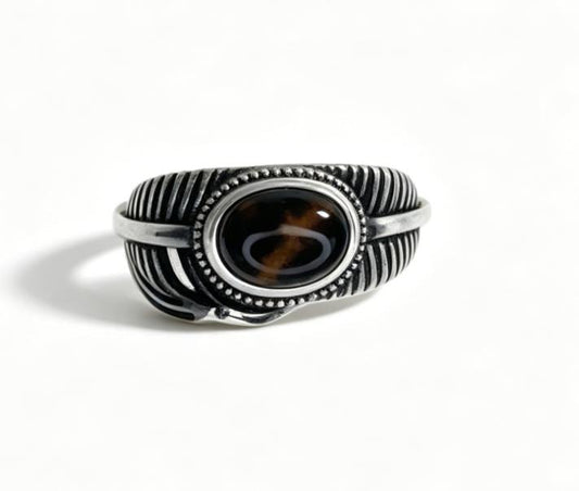 Adjustable Vintage Ring Made of Natural Peter Stone