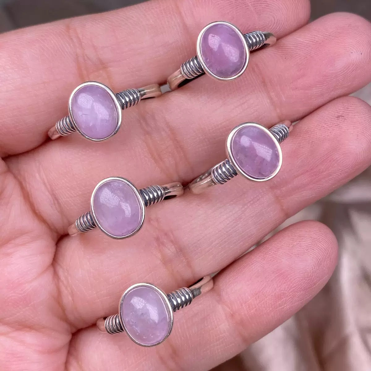 Kunzite -Hued Ring, S925 Silver inlaid, Retro, Simple Edge, Women's Accessory, Versatile, Colorful Gemstone Jewelry