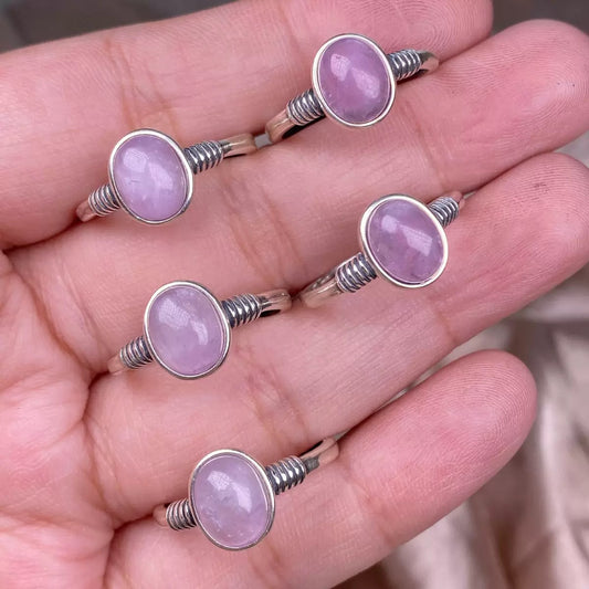 Kunzite -Hued Ring, S925 Silver inlaid, Retro, Simple Edge, Women's Accessory, Versatile, Colorful Gemstone Jewelry