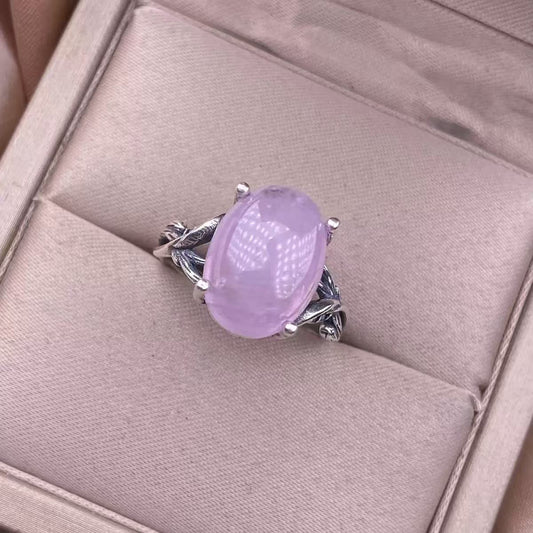 Kunzite Ring S925 Silver inlaid with Vintage Silver Jewelry, Suitable for Everyday Use, Stylish, Office Lady, Colorful Gemstones, Crystal, Majestic Accessories