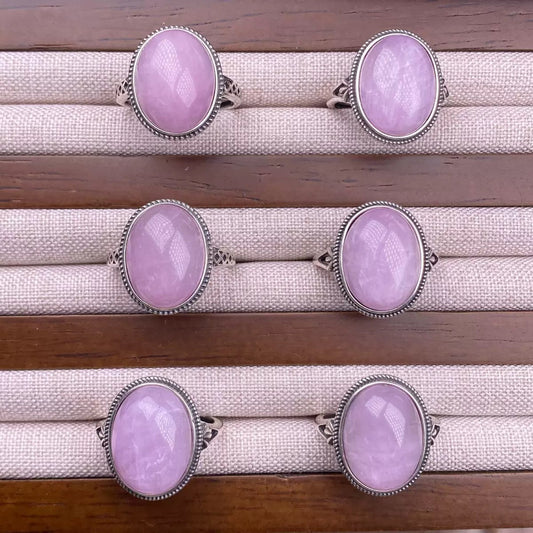 Kunzite Ring S925 Silver inlaid with Retro, Business-Oriented, Everyday, Versatile, Colorful Gemstone Crystal Accessories, Fashionable OL Silver Jewelry