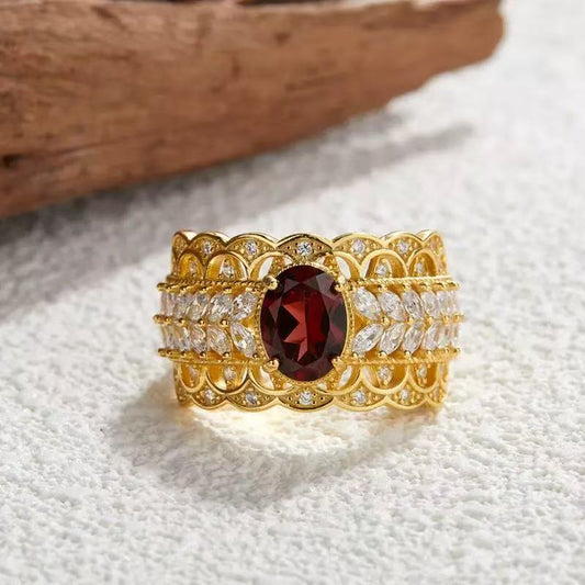 Nature garnet ring s925